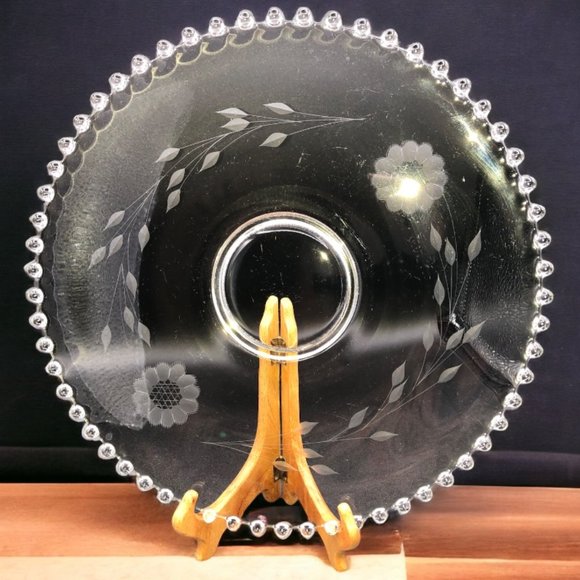 Rare Candlewick Corn Flower etched Hughes14" Hostess Plate - Picture 1 of 4